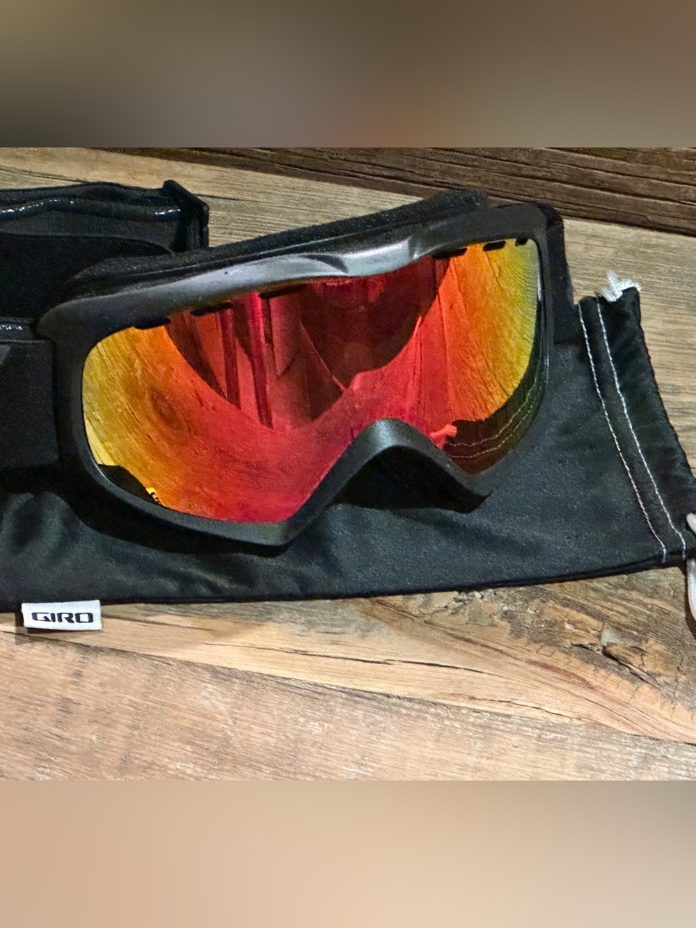 Giro Black Frame Goggles with Red-Orange Mirrored Lens